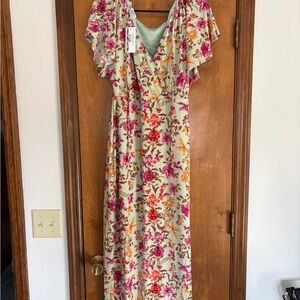 Baltic Born Floral Maxi Dress - Pink and Green